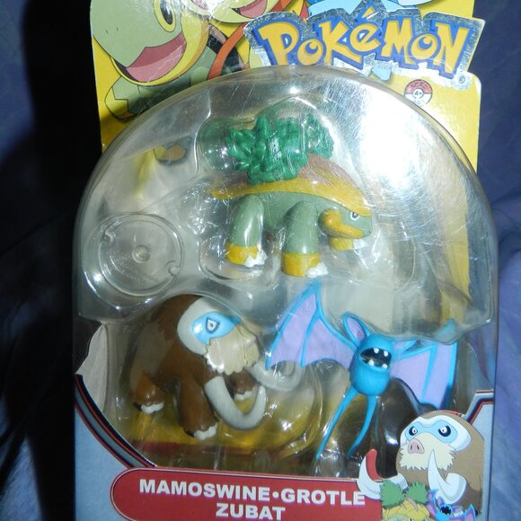 Pokemon Battle Figures 3 Pc Mamoswine, Grotle,Zubat 2009 SEALED🆕📦🏃🏻💨⚡ - Picture 4 of 15